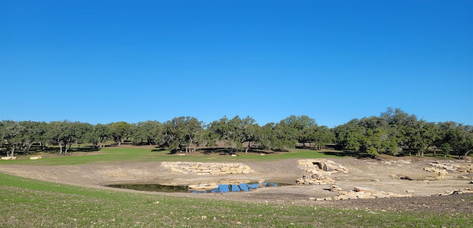 Limestone rock work at a dry creek crossing